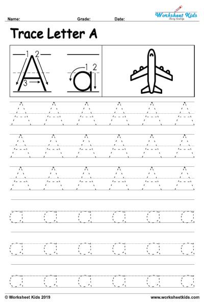 letter a alphabet tracing worksheets free printable pdf