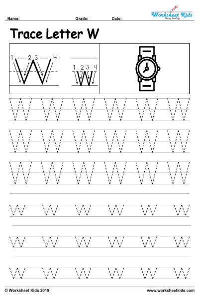 letter w alphabet tracing worksheets free printable pdf