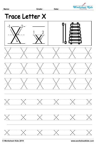 letter x alphabet tracing worksheets free printable pdf