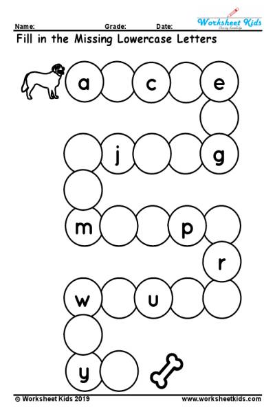 lowercase missing alphabet worksheet a to z free printable pdf