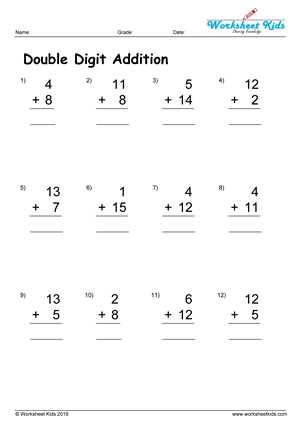 addition to 20 worksheets