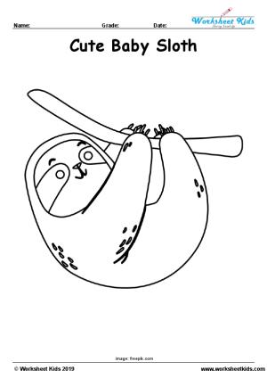 cute baby sloth coloring page