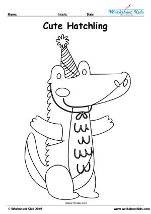 crocodile hatchling cute coloring page