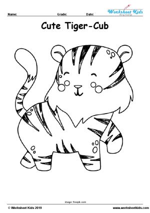 tiger cub cute coloring page