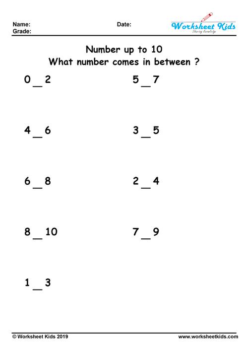 What number comes in between up to 10