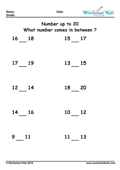 What number comes in between up to 20