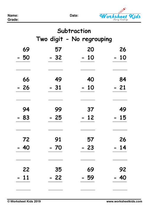 subtraction worksheets in pdf