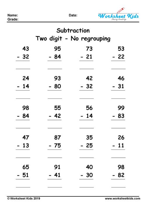 difference 2 integer no regrouping