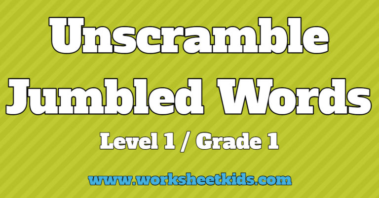 unscramble jumbled words grade 1