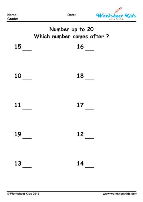 which number comes after up to 20 ?