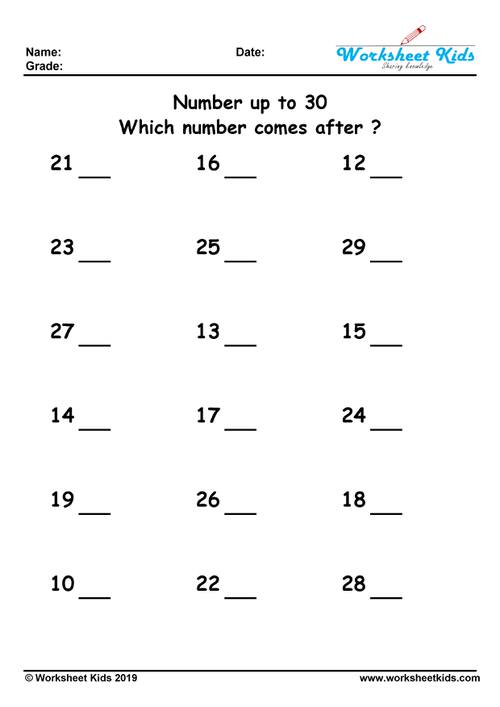 which number comes after up to 30 ?