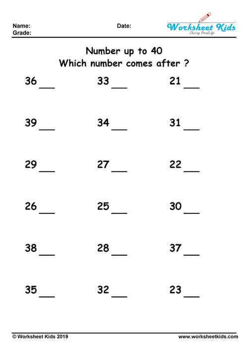 which number comes after up to 40 ?​