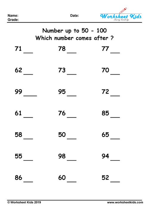 which number comes after up to 50 - 100 ?​