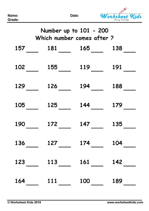 which number comes after up to 101 - 200 ?​