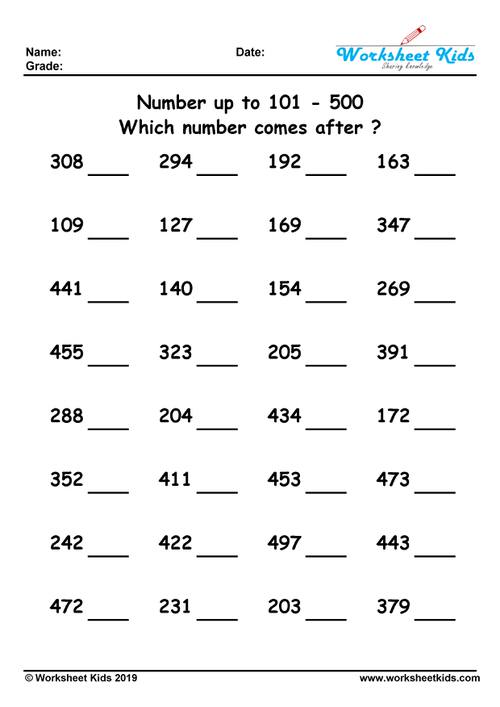 which number comes after up to 101 - 500 ?​