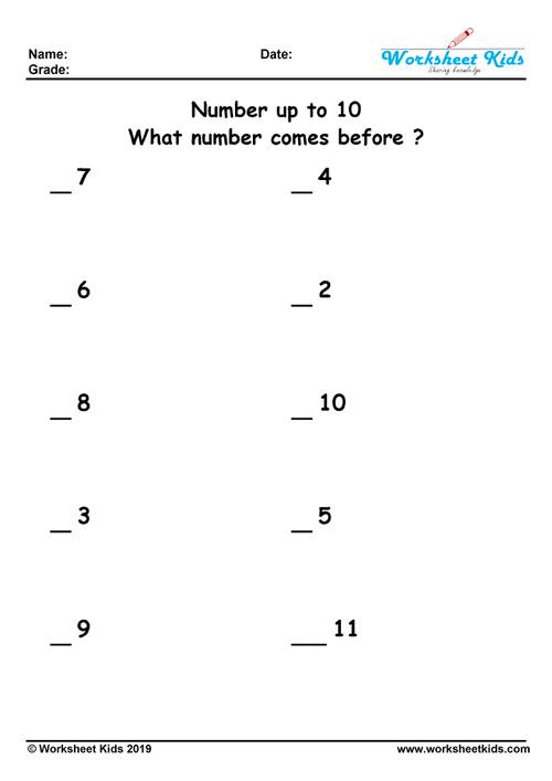 which number comes before up to 10