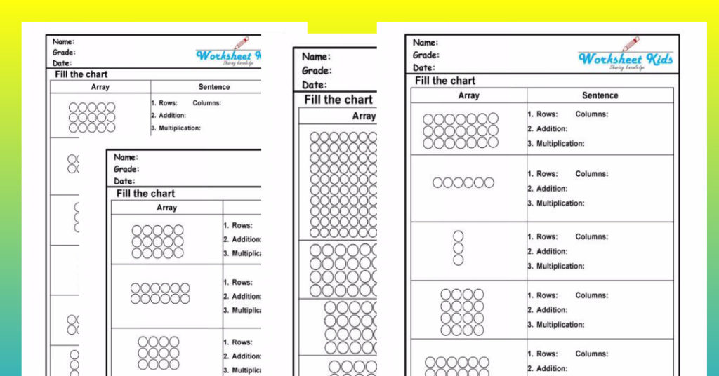 Multiply with arrays worksheets