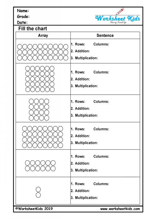 multiplication arrays worksheets