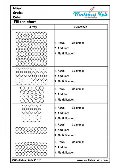 array worksheets 2nd grade