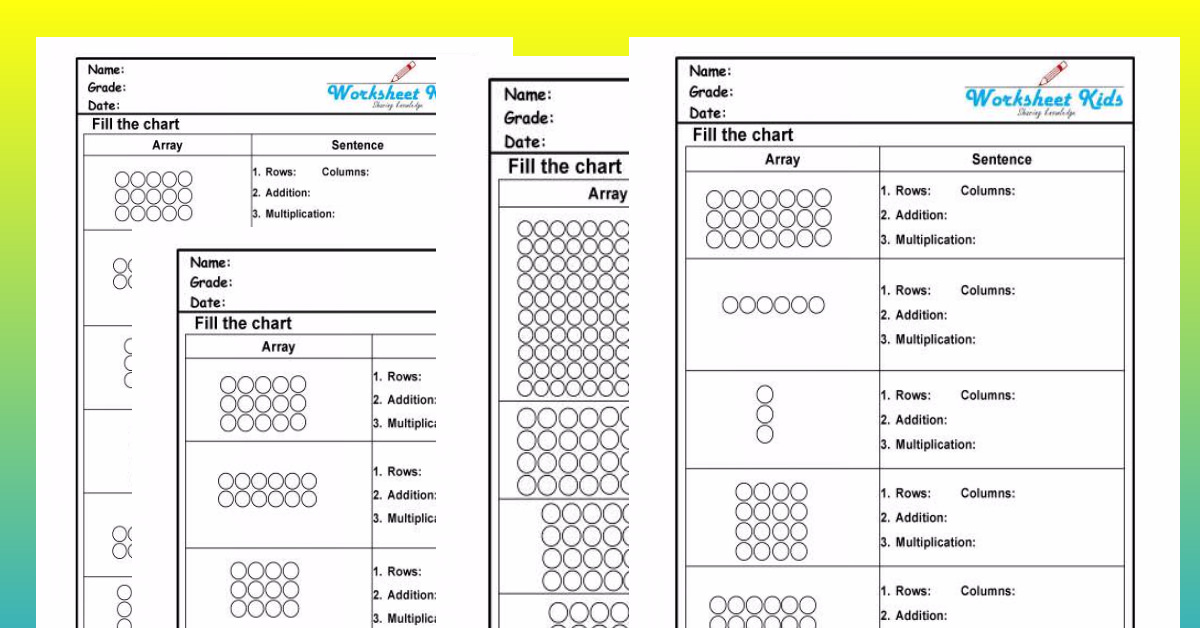 multiplication arrays worksheets for 2nd and 3rd grade free pdf