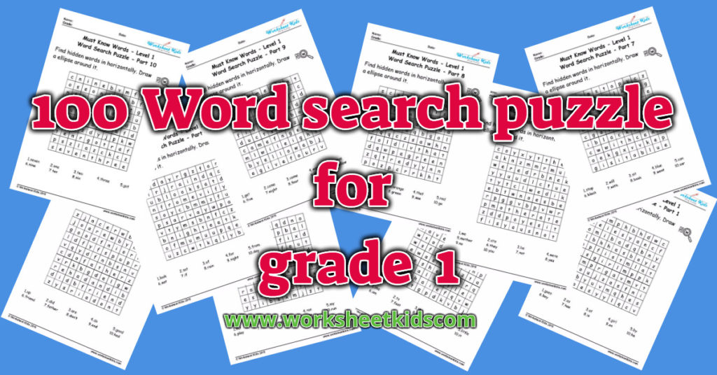 word search puzzle grade 1
