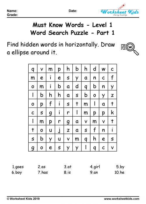 word search worksheets