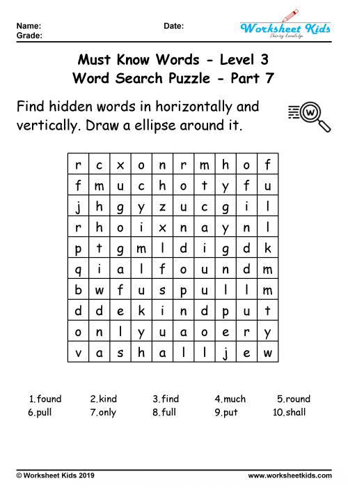 find the hidden words printable year 3