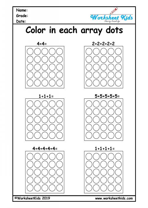 repeated addition arrays activities for year 1 2 3 worksheets