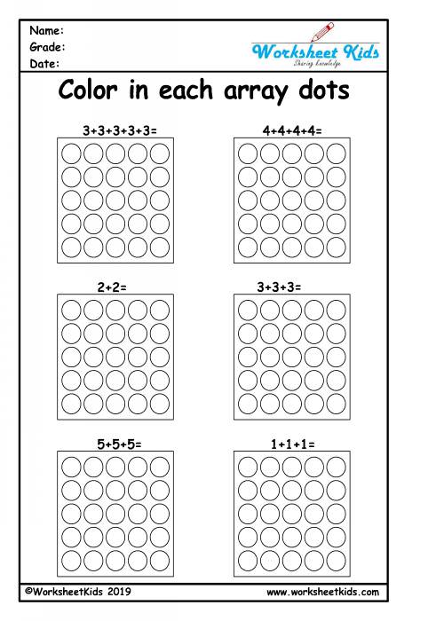 repeated addition activities coloring