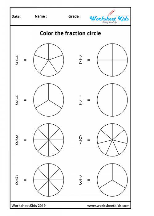 fraction coloring worksheets 3rd grade