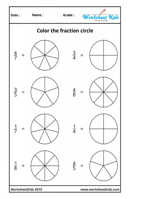 fraction coloring worksheets 5th grade pdf