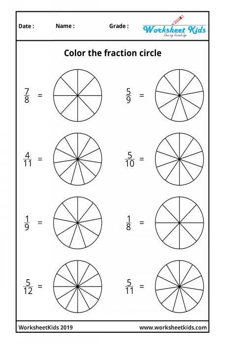 fun coloring fractions pdf
