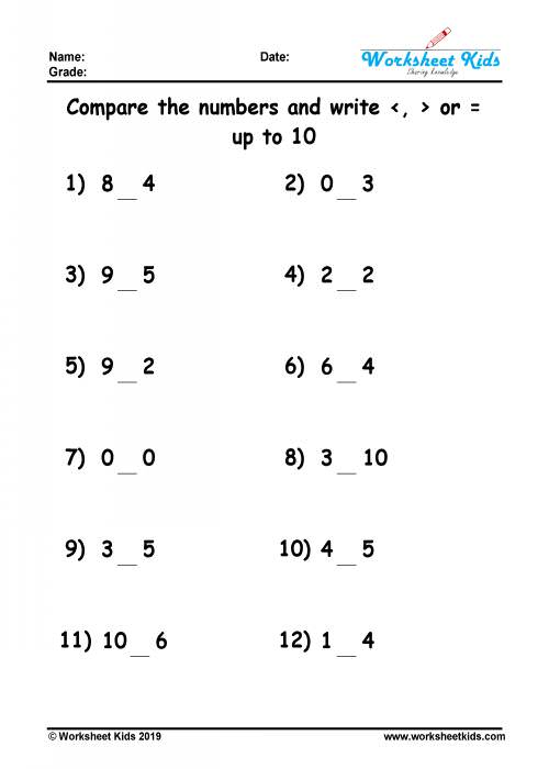 comparing numbers worksheets from 1 to 1000 free printable pdf