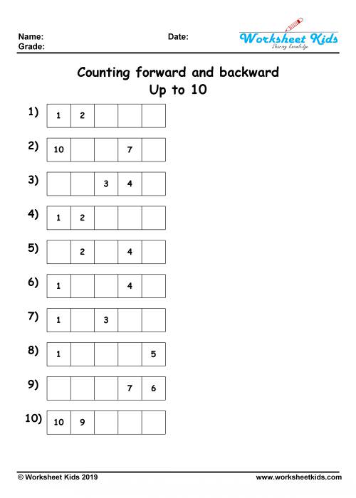 counting backwards from 10
