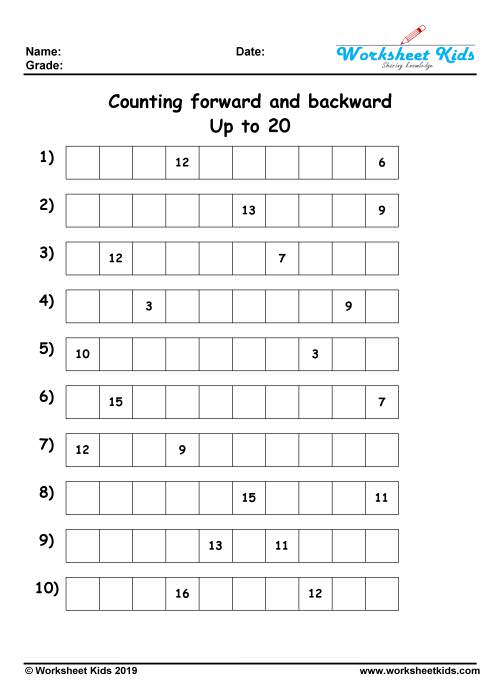 counting backwards from 20
