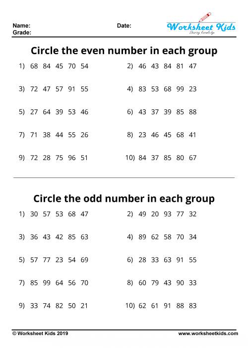odd and even numbers worksheets 3rd grade
