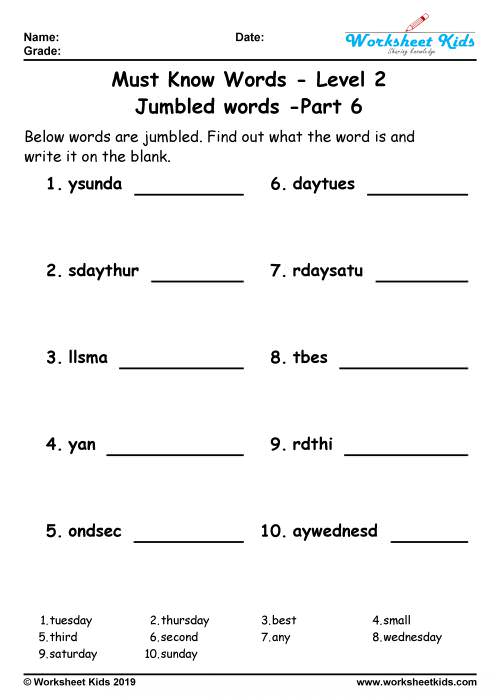 unjumble words