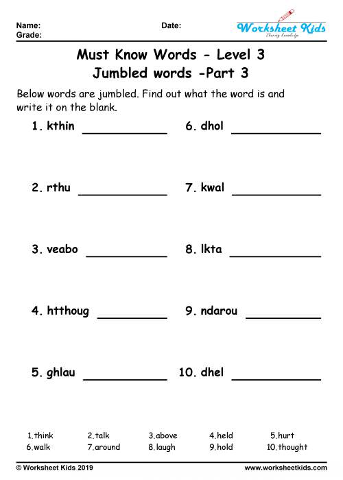 jumble puzzle grade 3