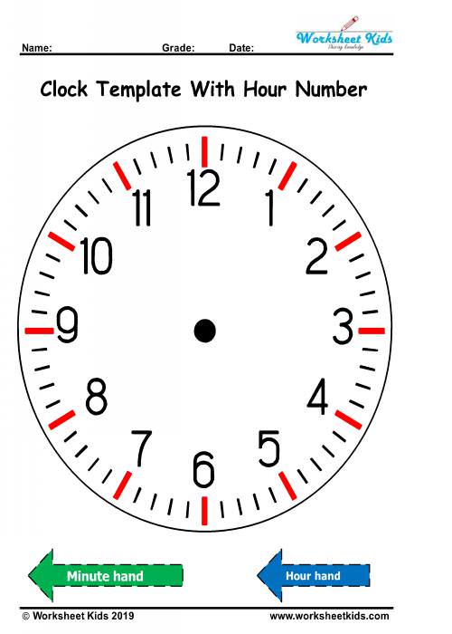 Clock template with hour number
