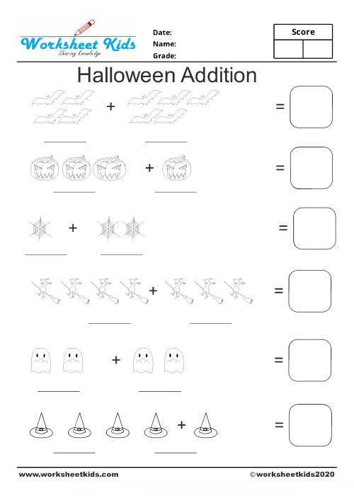 halloween addition color by number