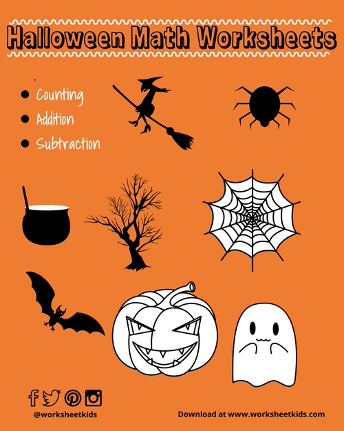 Halloween Counting, Addition, Subtraction for preschool and Kindergarten