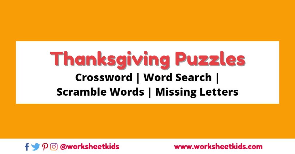 Thanksgiving word puzzles printables