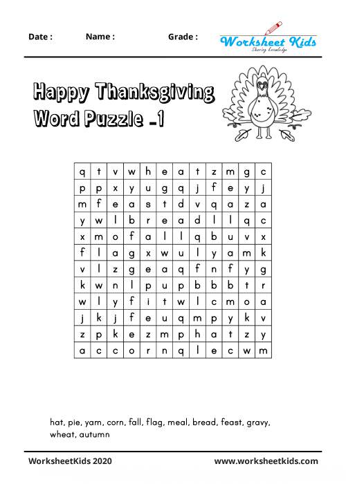 word search on thanksgiving