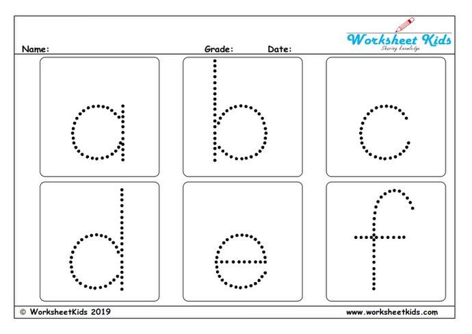 Lowercase letter tracing for preschoolers and toddlers_a to f