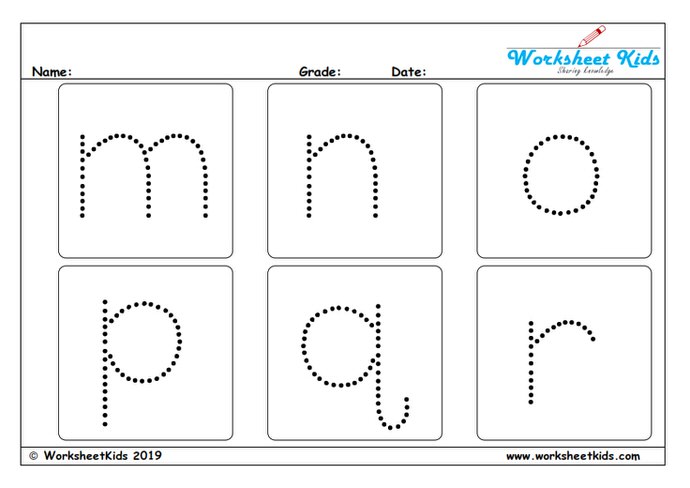 Lowercase letter tracing for preschoolers and toddlers_g to l