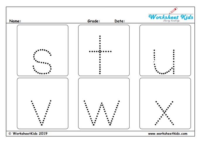 Lowercase letter tracing for preschoolers and toddlers_s to x