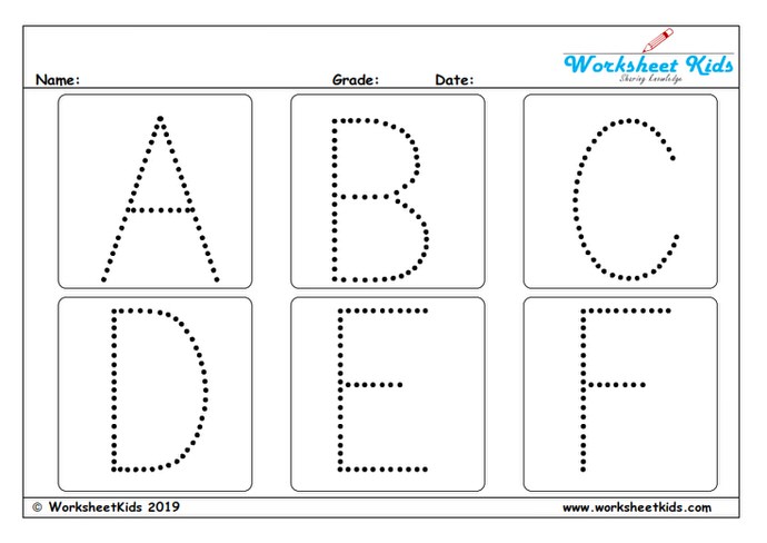 Uppercase letter tracing for preschoolers and toddlers_A to F