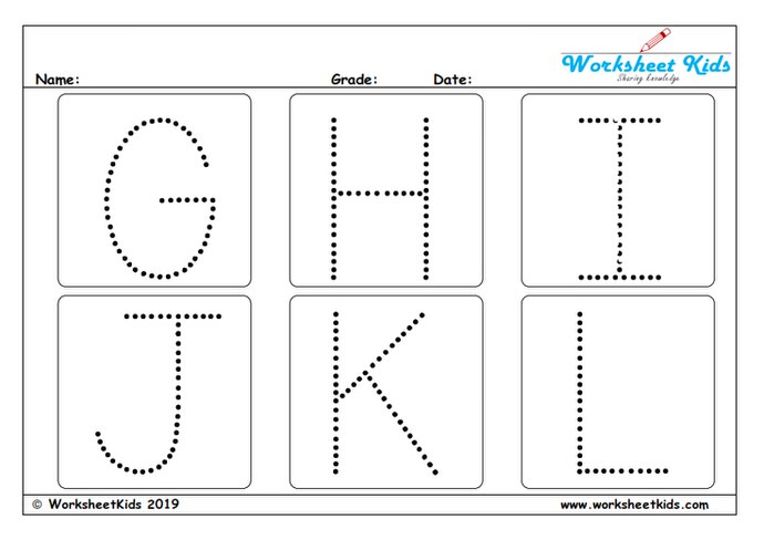 Uppercase letter tracing for preschoolers and toddlers_G to L
