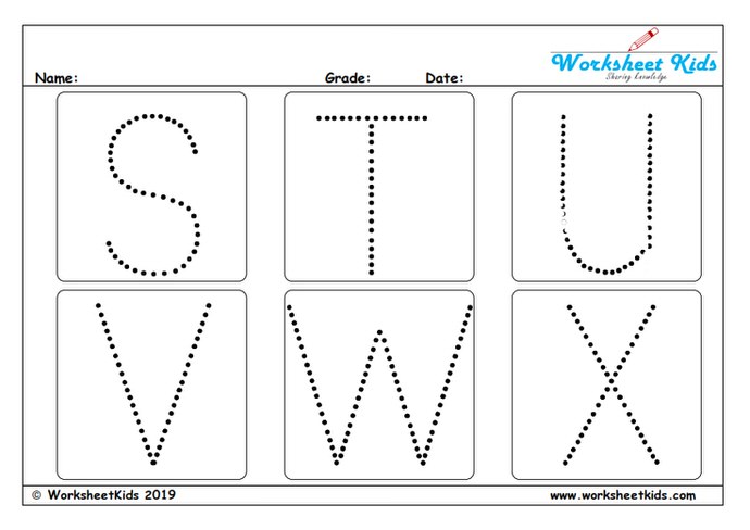 Uppercase letter tracing for preschoolers and toddlers_S to X