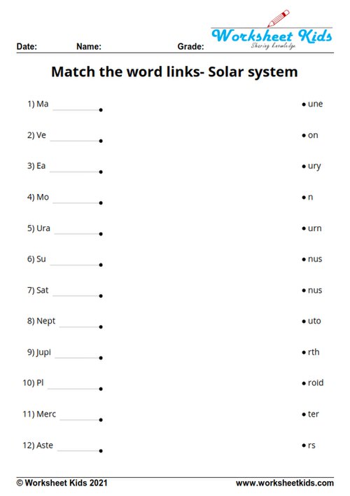 Match the word link solar system